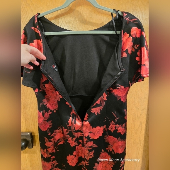 Floral Black and Red Dress - Picture 3 of 11